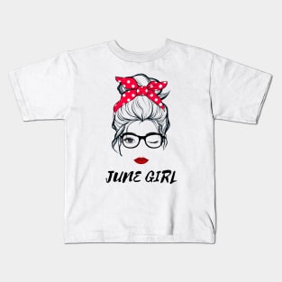 June Girl Woman Lady Wink Eye  Face Birthday Gift Kids T-Shirt